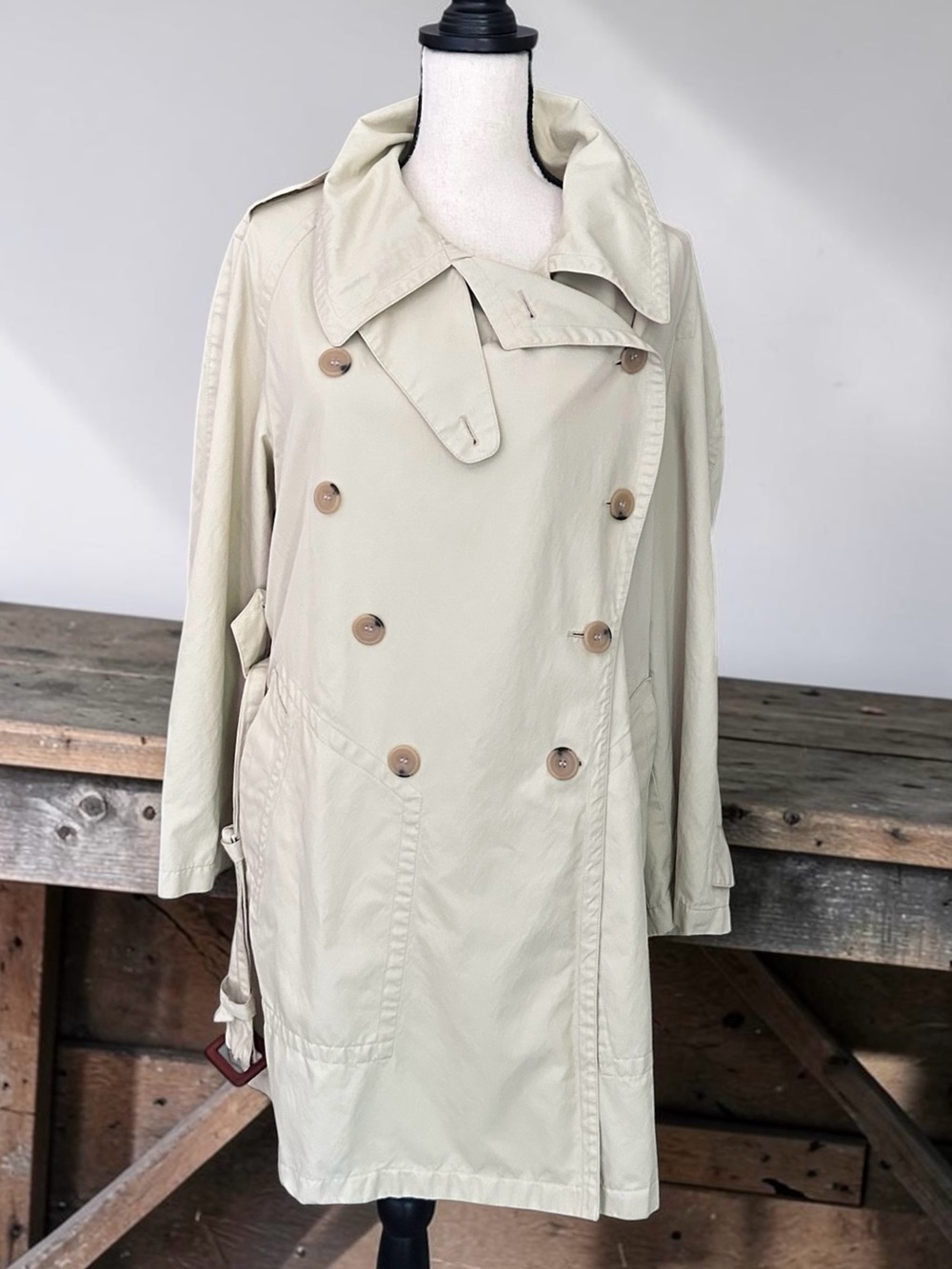Gianfranco Ferre Vintage 80s Trench Coat Sz Medium Double Breasted Oversized